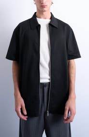 Topman Seersucker Zip-Up Shirt