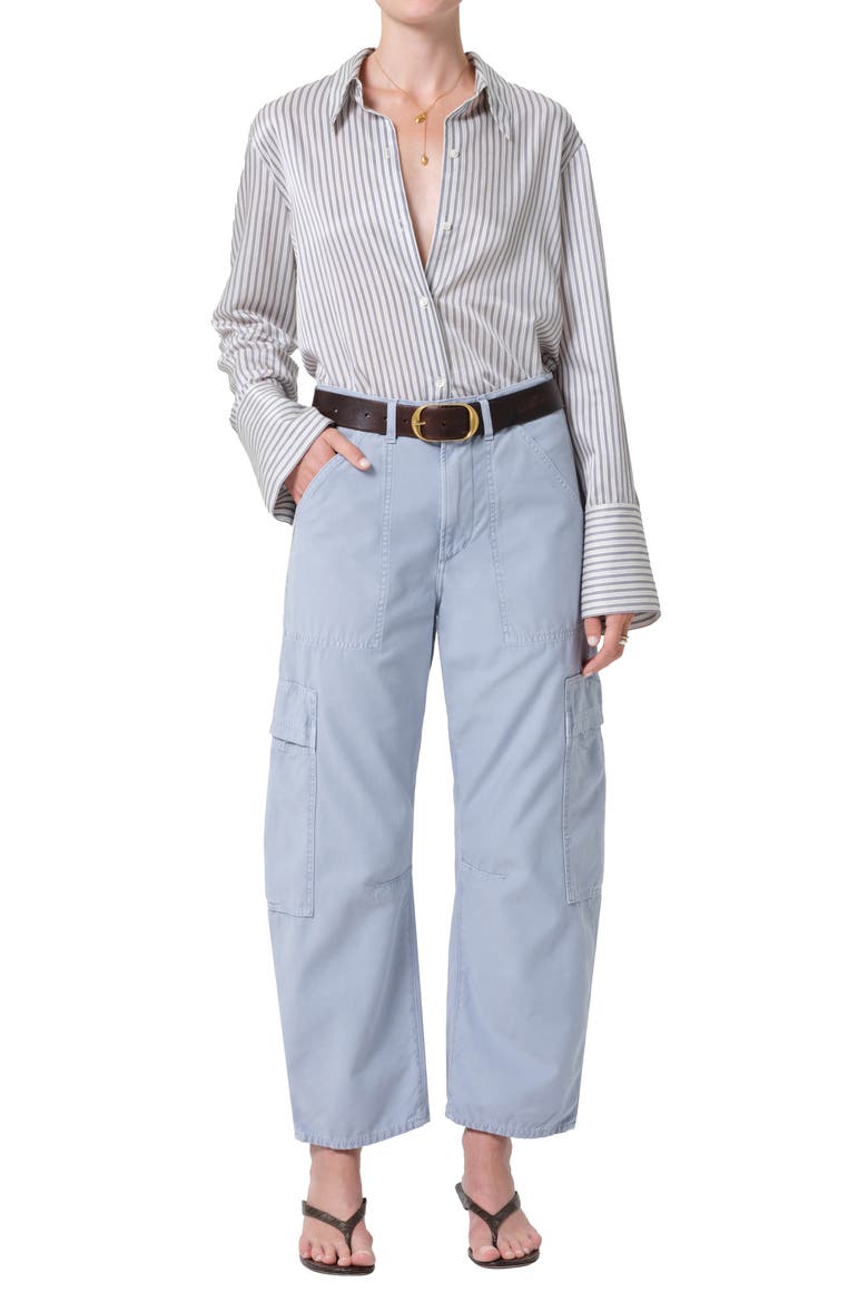 Camilia Cotton & Silk Button-Up Shirt, Alternate, color, MIRADA STRIPE