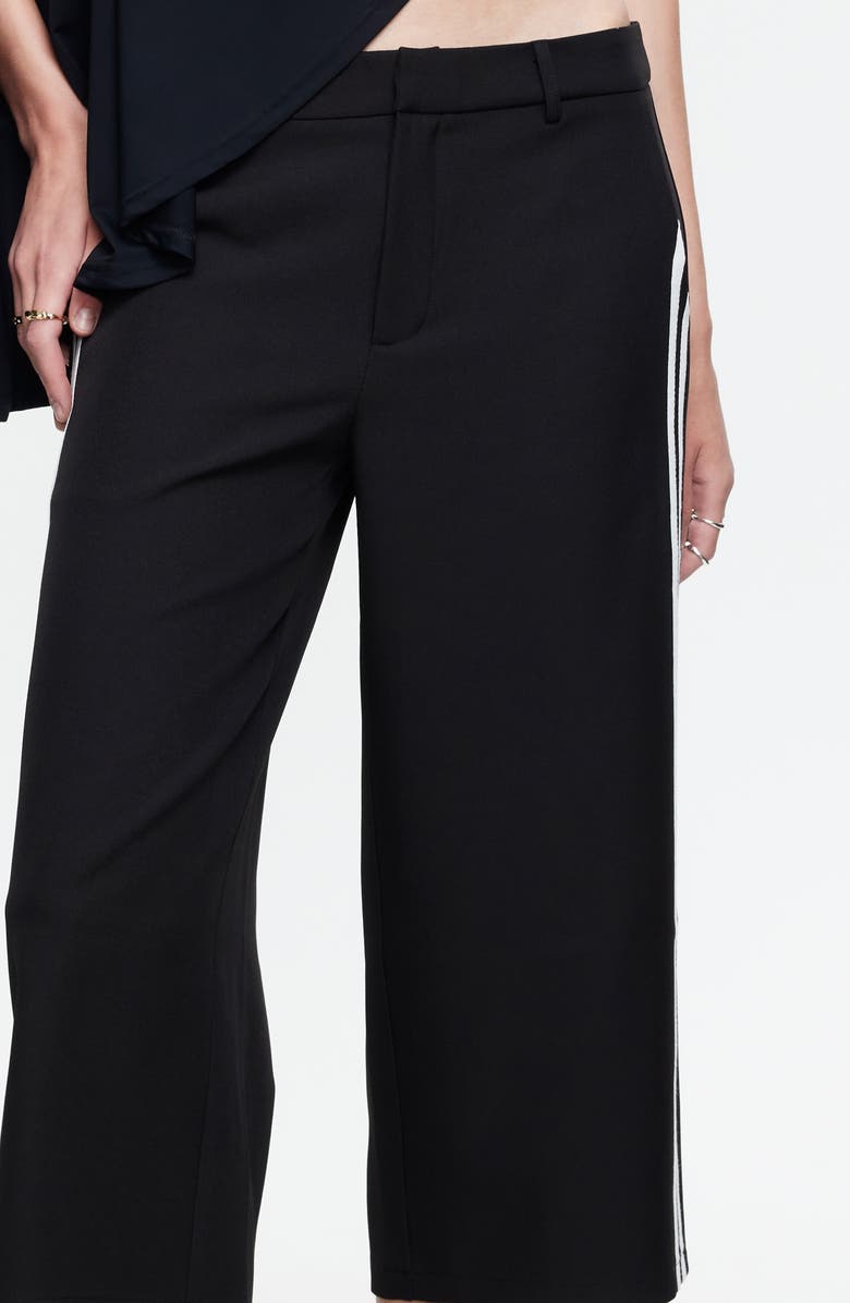 LIONESS Genesis Crop Wide Leg Side Stripe Pants, Alternate, color, Noir