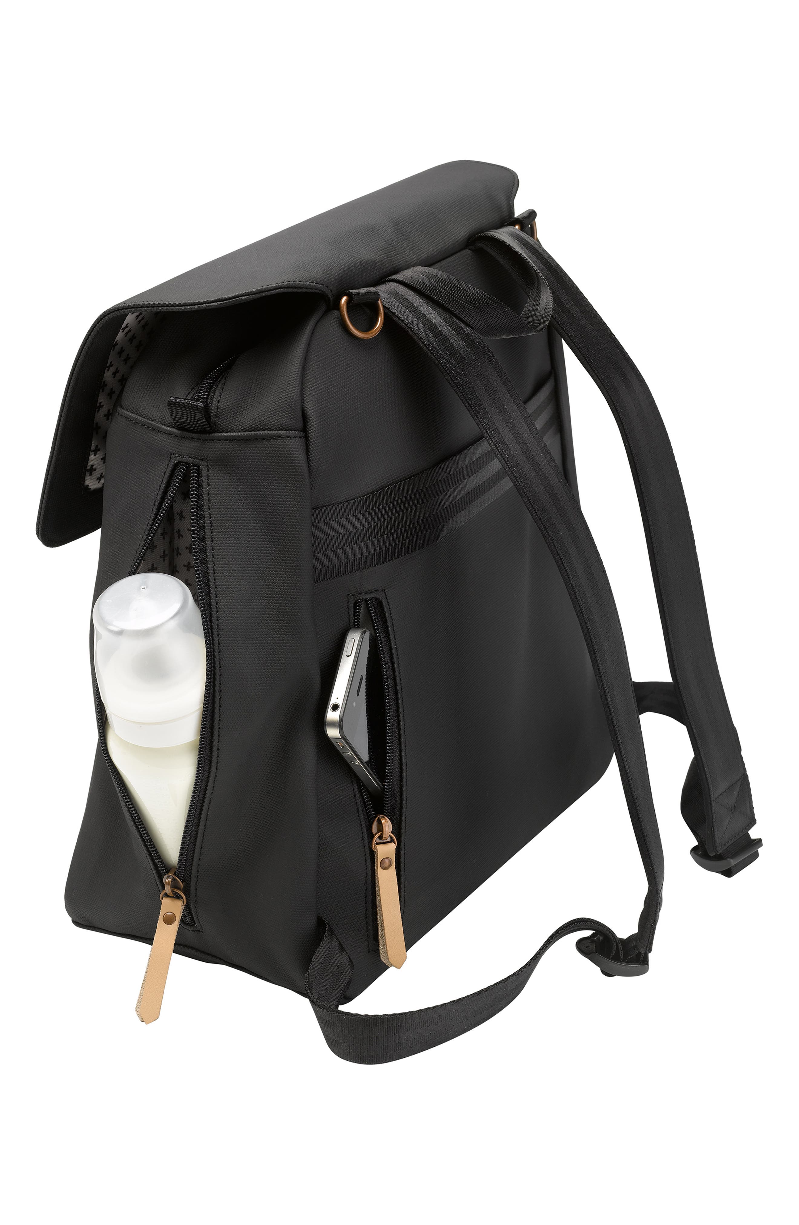 Petunia Pickle Bottom Meta Diaper Backpack, Alternate, color, Black Matte Leather