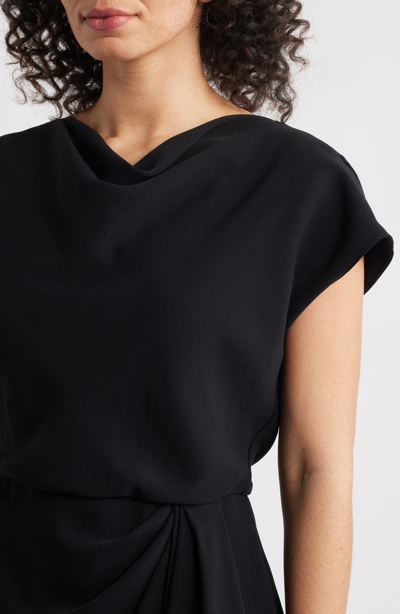 Amsale Cowl Neck Tulip Cocktail Dress, Alternate, color, Black