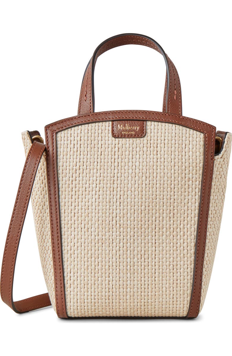 Mulberry Mini Clovelly Raffia Tote, Main, color,