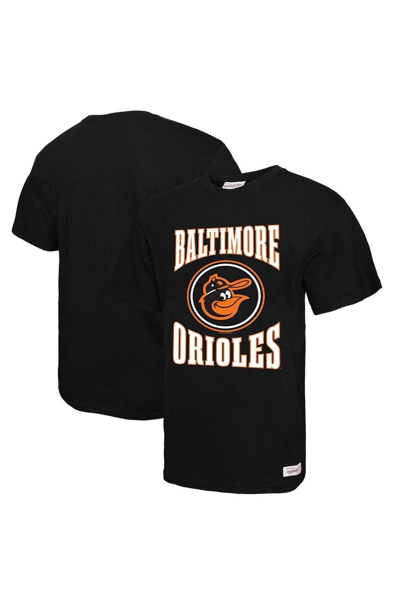 Mitchell & Ness Men's Mitchell & Ness Black Baltimore Orioles Arched Logo Slub T-Shirt, Alternate, color, Black
