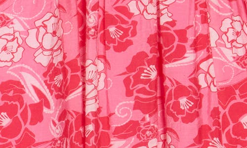 Melloday Floral Ruched A-line Maxi Dress In Pink Print