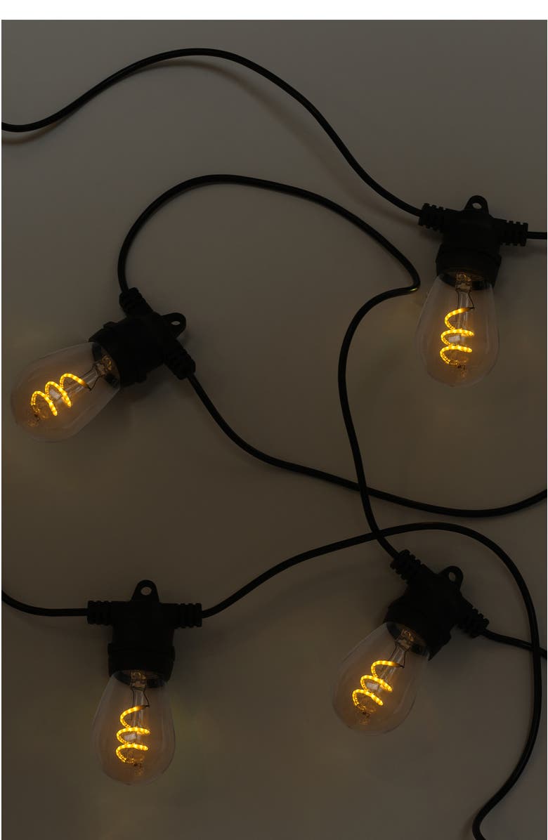 Brightech 27 ft or 48 ft, Solar‑Powered Heavy Duty LED Outdoor String Lights, Weatherproof Spiral Filament Edison Bulbs, Alternate, color, 27 Ft 12 Bulbs | Soft White