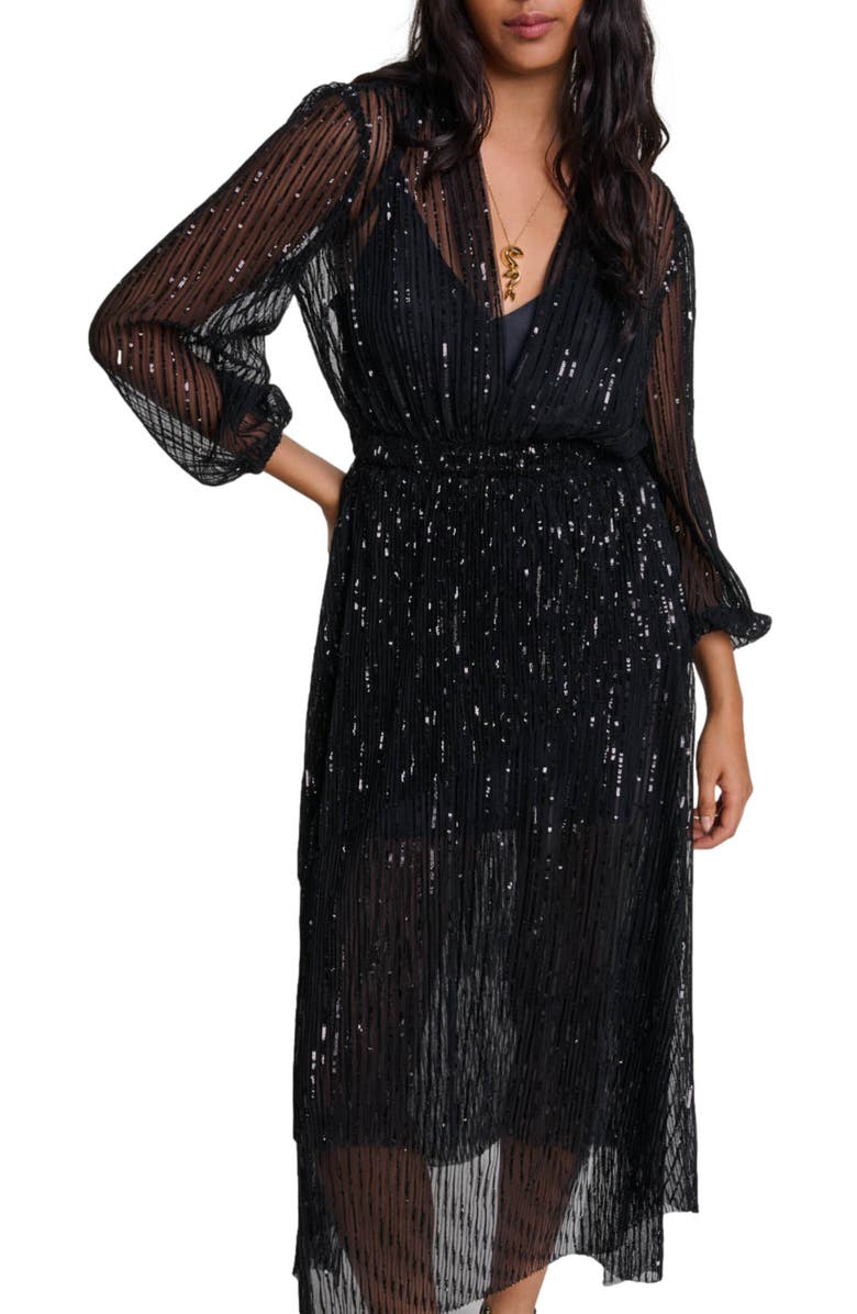 maje Sequin maxi dress, Alternate, color, 