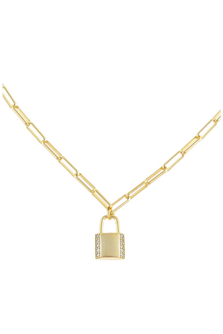 Lock Pendant Necklace, Main, color, GOLD