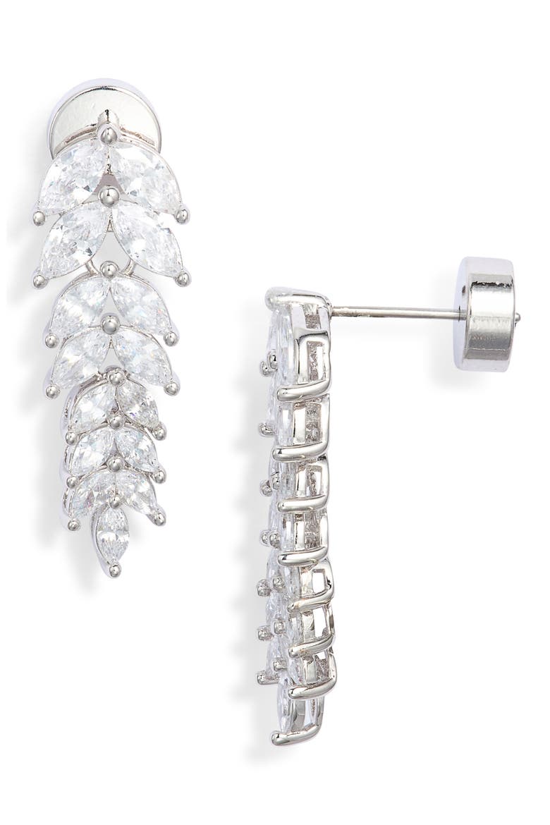 Cascading Marquise Cubic Zirconia Drop Earrings, Main, color, CLEAR- SILVER