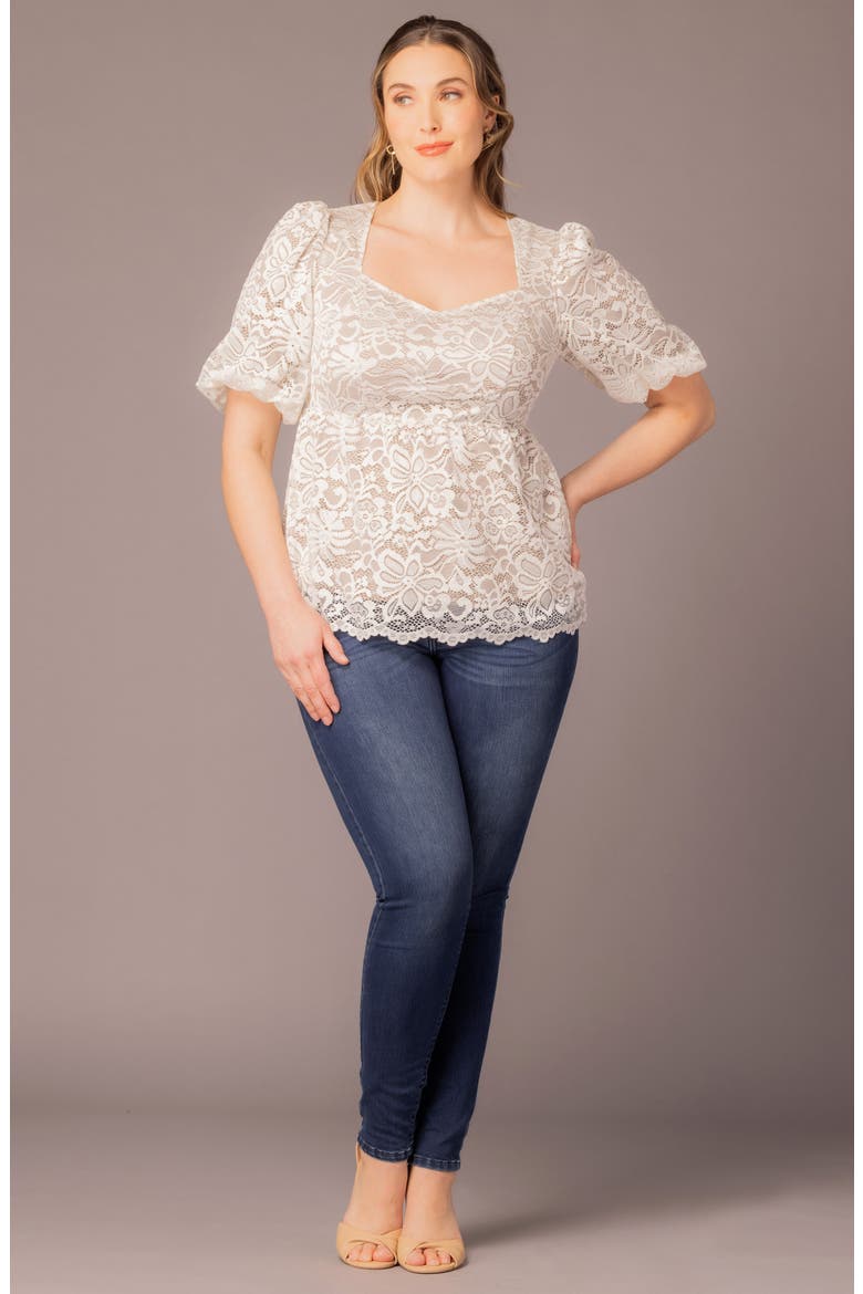 Winsome Puff Sleeve Lace Top, Alternate, color, IVORY/ NUDE