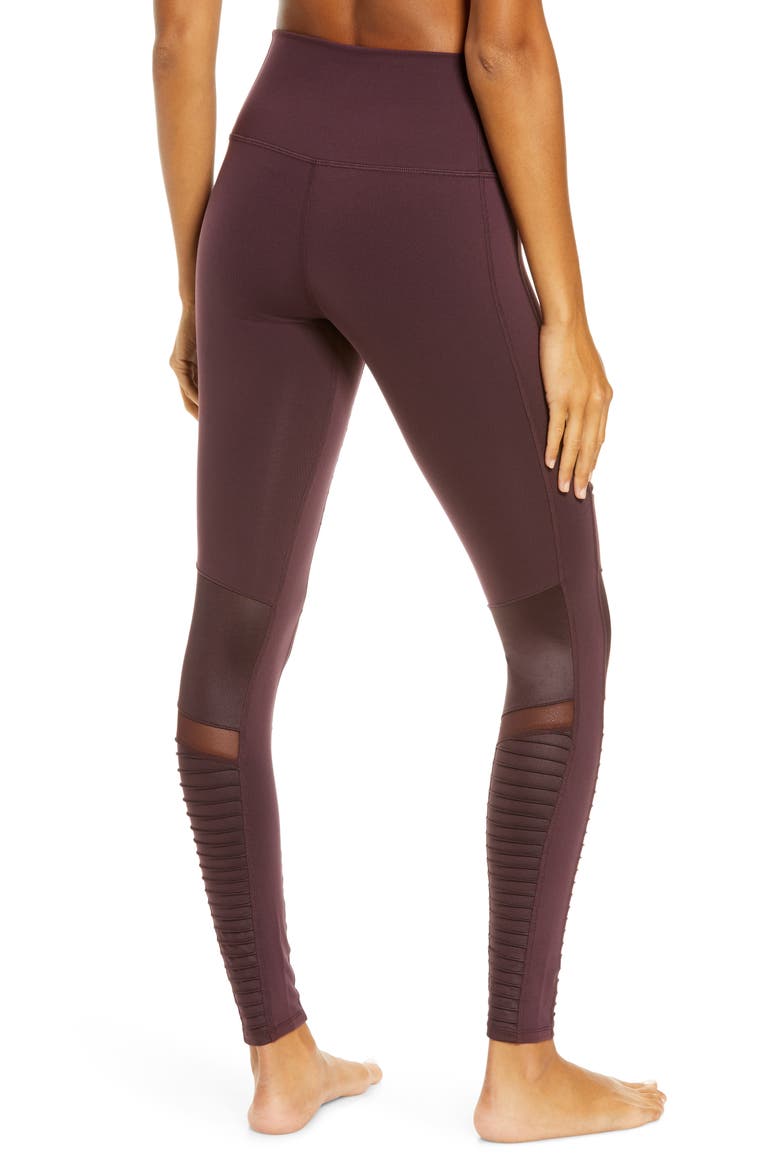 High Waist Moto Leggings, Alternate, color, OXBLOOD