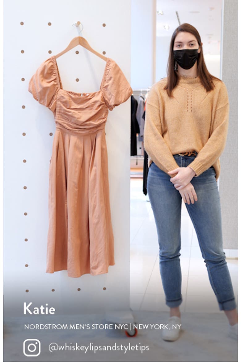 Pleated Bodice Bubble Sleeve Dress video
