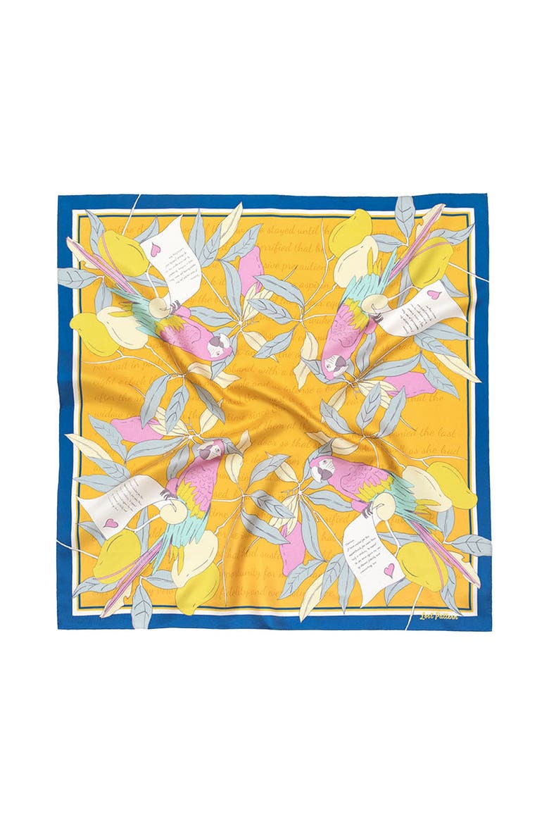 "El Amor" Silk Bandana, Main, color, Yellow