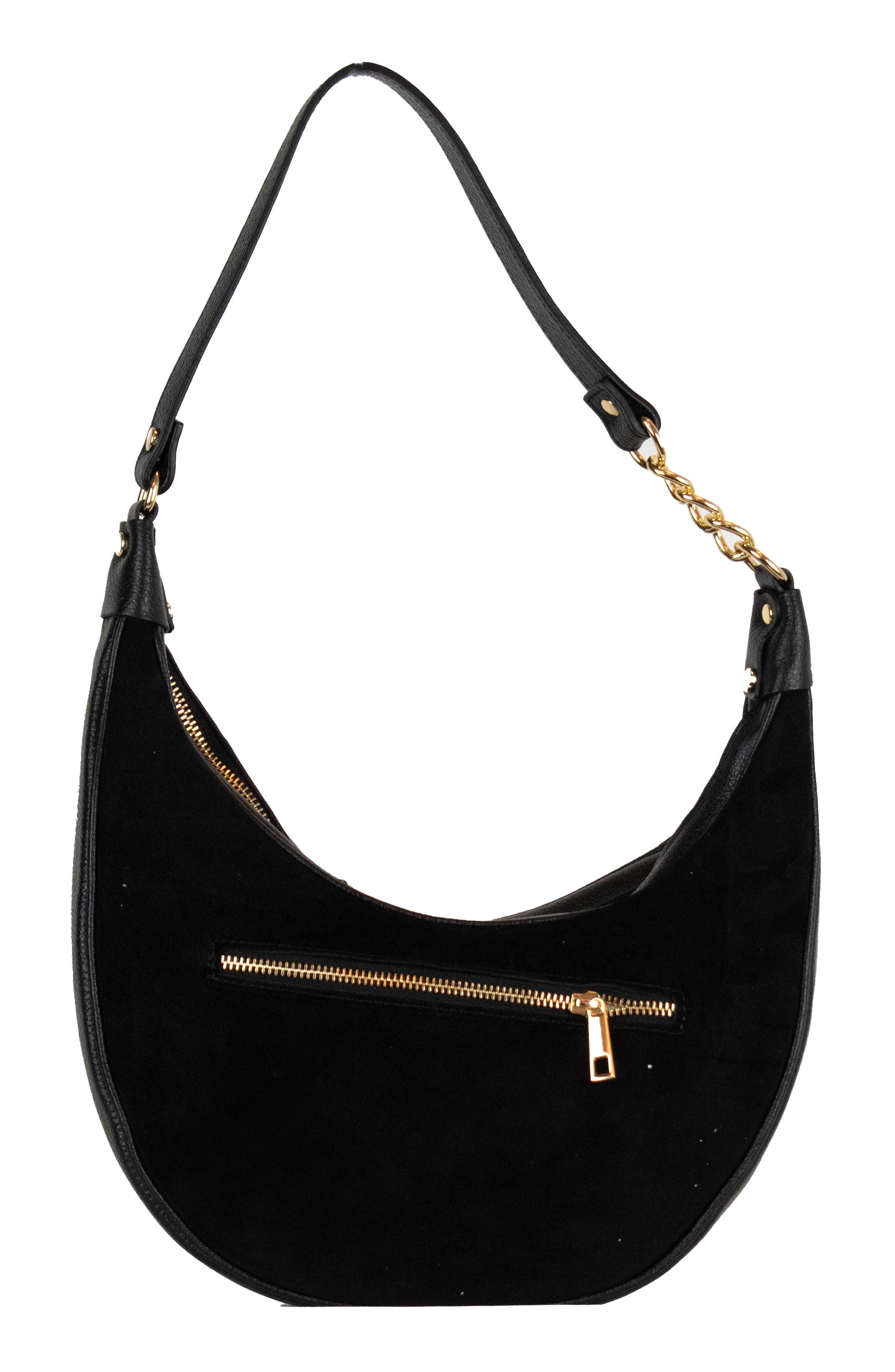 Persaman New York Studded Suede Shoulder Bag, Alternate, color, Black