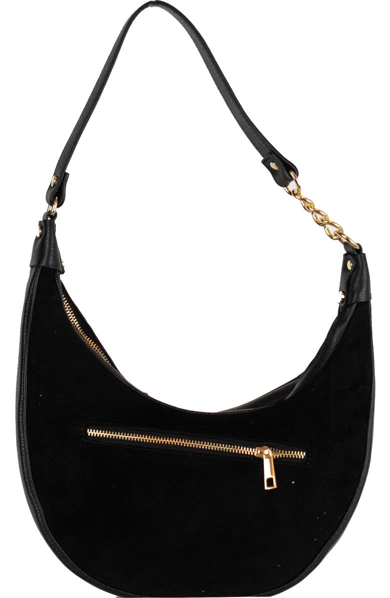 Persaman New York Studded Suede Shoulder Bag, Alternate, color, Black