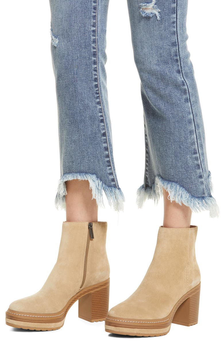 HIDDEN JEANS Frayed Mid Rise Crop Flare Jeans, Alternate, color, 