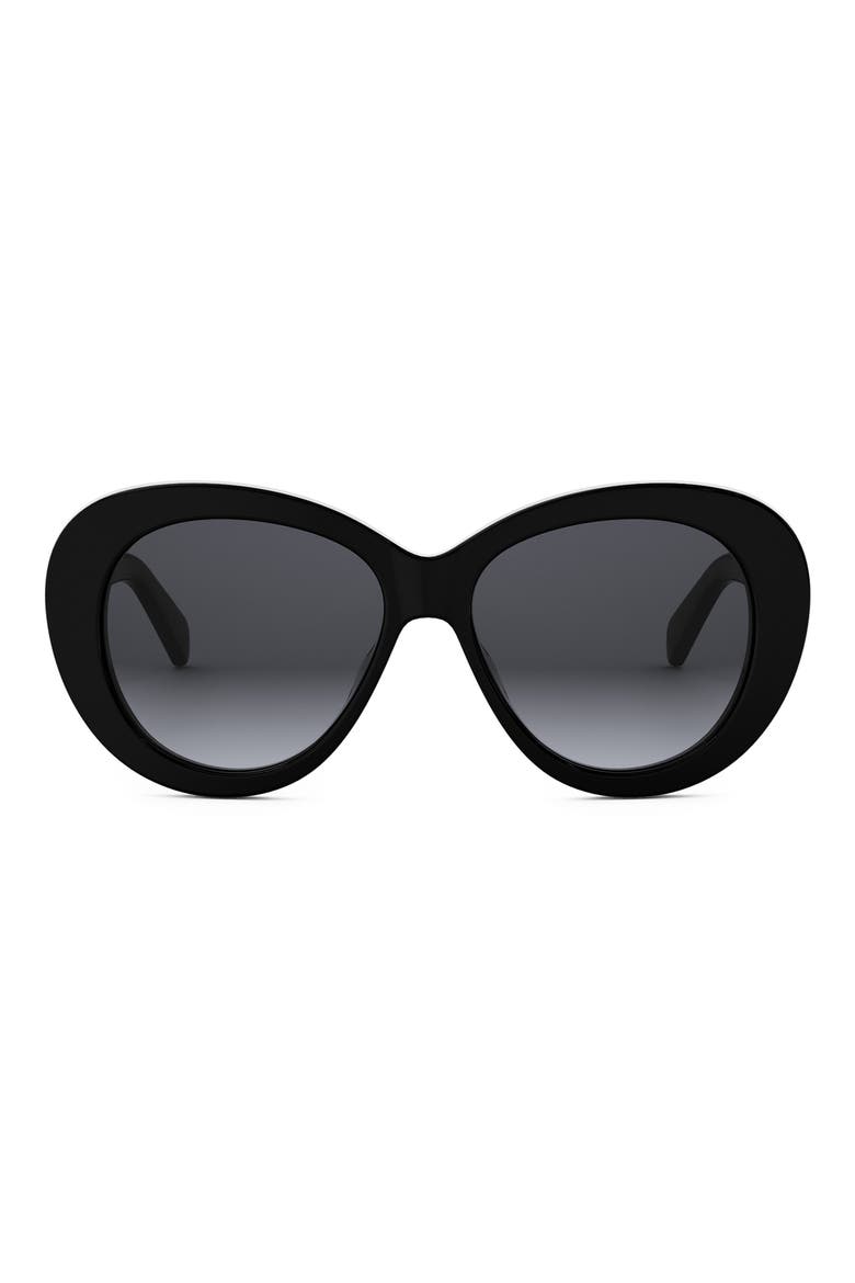 Triomphe 55mm Gradient Butterfly Sunglasses, Main, color, SHINY BLACK / GRADIENT SMOKE