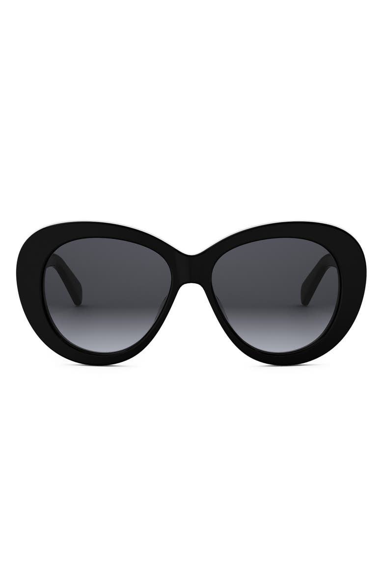 CELINE Triomphe 55mm Gradient Butterfly Sunglasses, Main, color, Shiny Black / Gradient Smoke