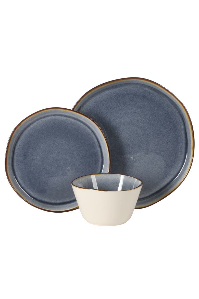 Algeria River 12-Piece Stoneware Plates and Bowls Dinnerware Sets, Alternate, color, Blue/White