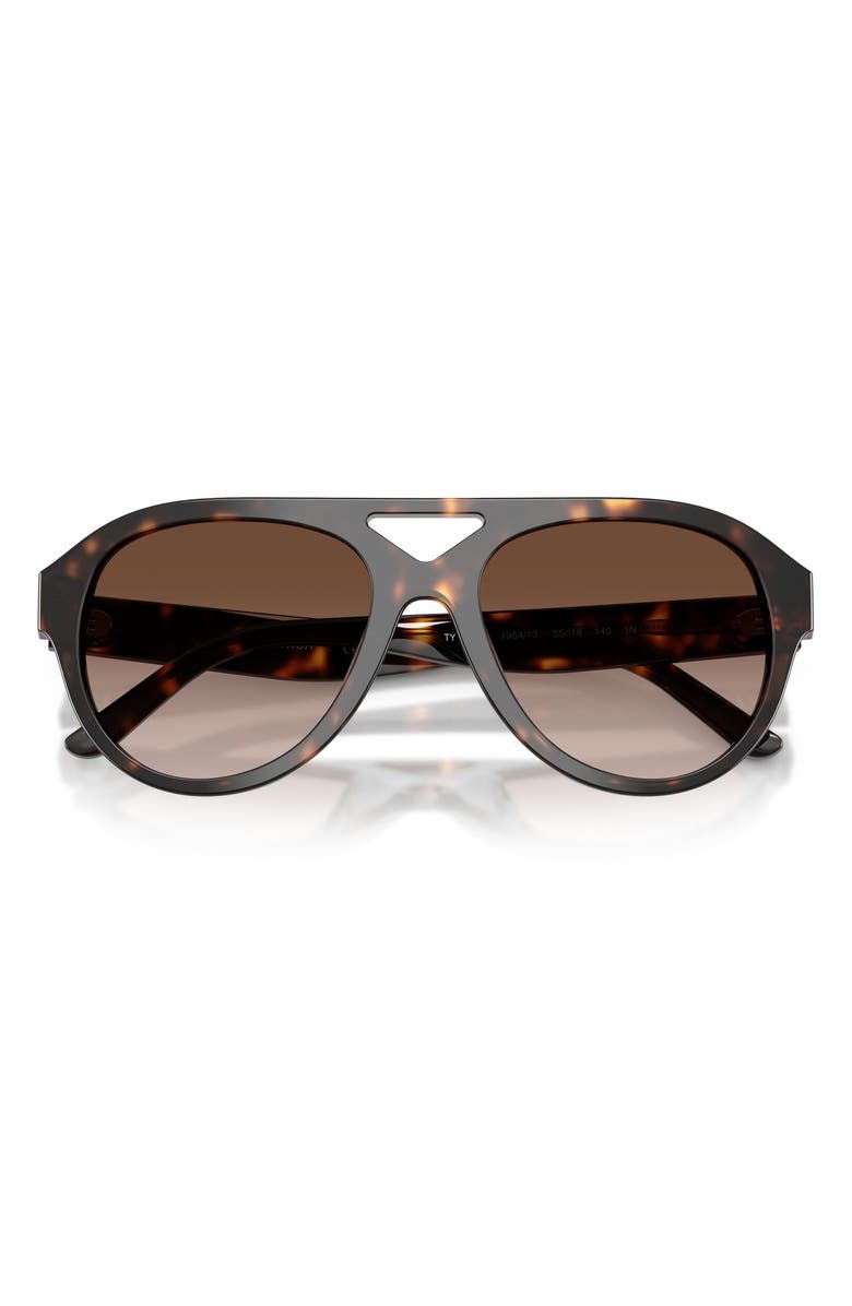 Tory Burch 55mm Polarized Gradient Pilot Sunglasses, Alternate, color, Dark Tortoise / Brown Gradient
