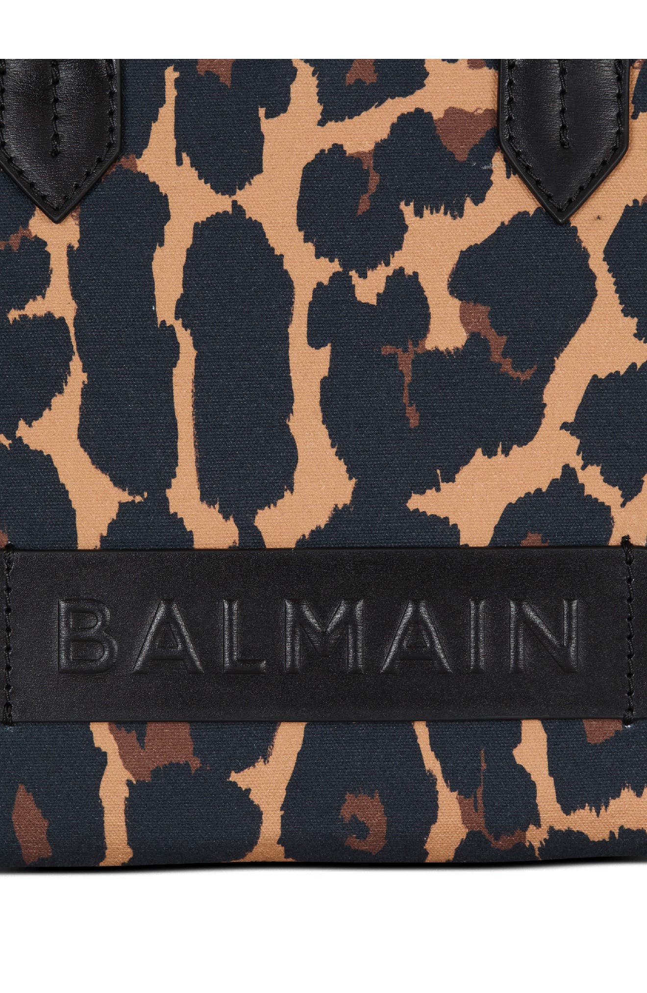 Balmain Small B-Army Leopard Print Canvas Crossbody Bag, Alternate, color, Multi Grey