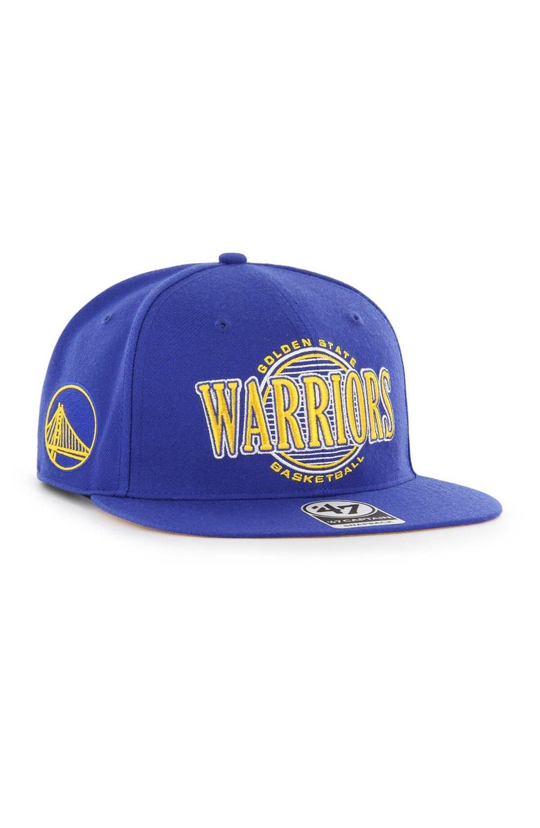 '47 Men's '47 Royal Golden State Warriors High Post Captain Snapback Hat, Main, color, 