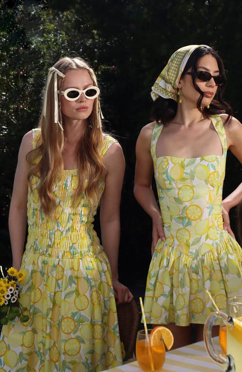 Avec Les Filles Smocked Sleeveless Fit & Flare Maxi Dress In Limoncello