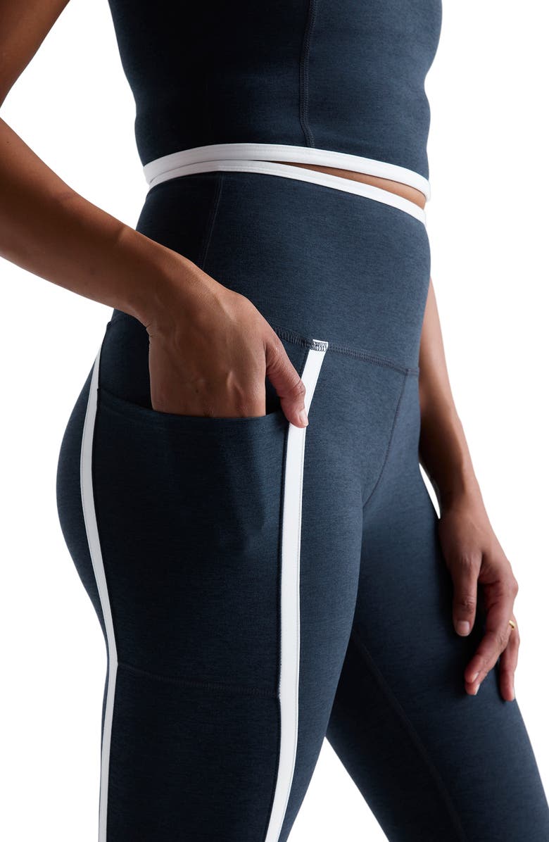 Beyond Yoga Out of Pocket Side Stripe High Waist Pocket Leggings, Alternate, color, Nocturnal Navy/Cloud