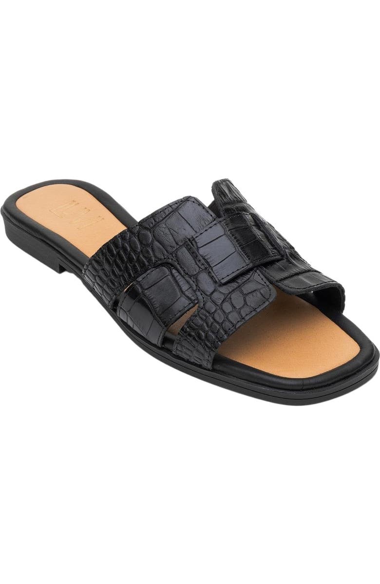 Forever & Always Shoes Notre Leather Slide Sandal, Main, color, Black Leather