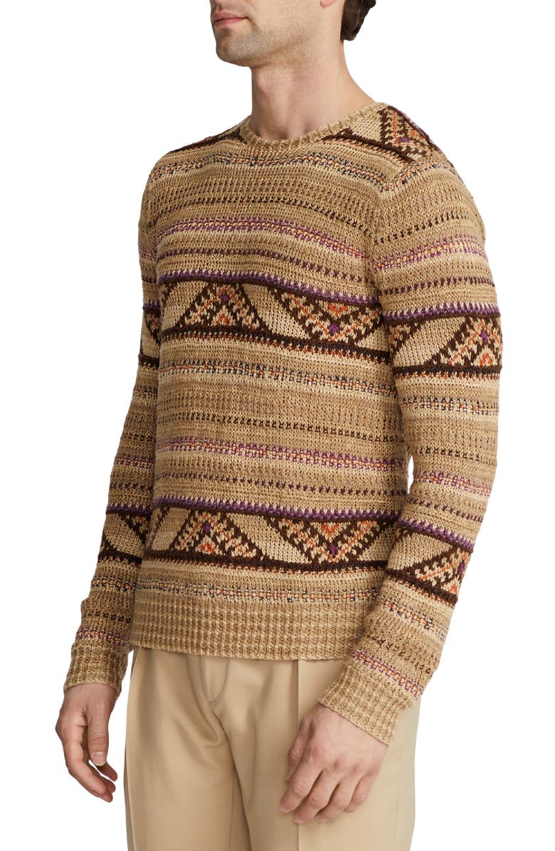 Ralph Lauren Purple Label Geometric Stripe Linen & Silk Sweater, Alternate, color,