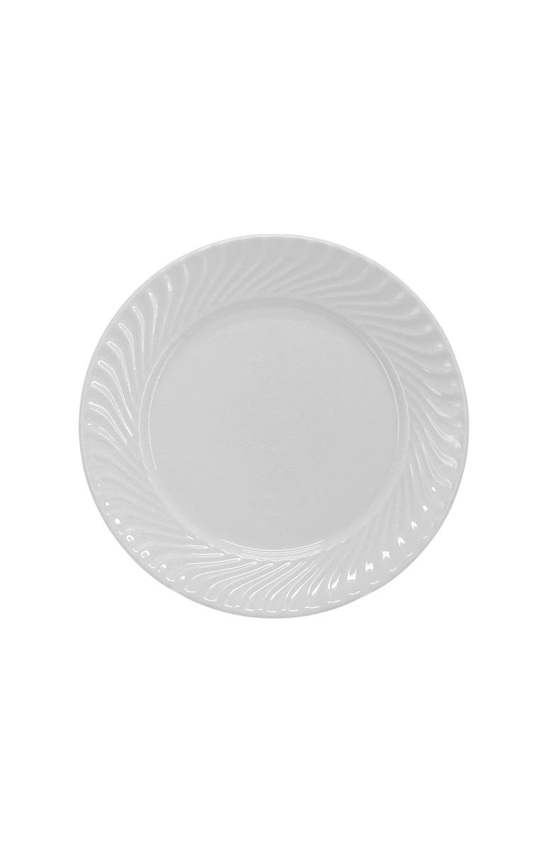 Elama Julia 16 Piece Scalloped Double Bowl Porcelain Dinnerware Set, Alternate, color, White