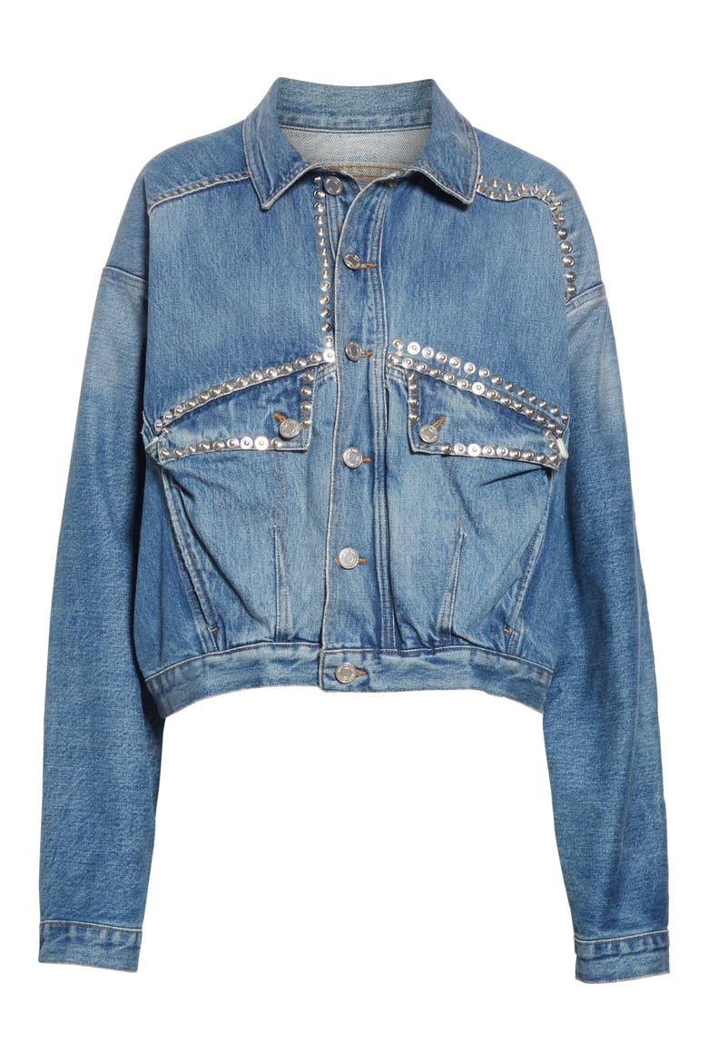 Displaced Denim Jacket, Alternate, color, INDIGO