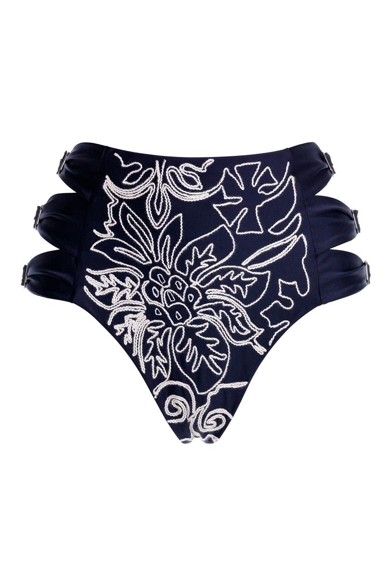 Willa Reversible High Waist Bikini Bottoms, Alternate, color, NAVY BLUE