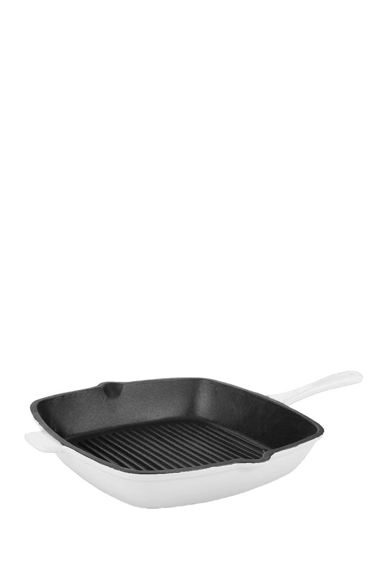 White Neo 11" Cast Iron Square Grill Pan, Main, color, WHITE