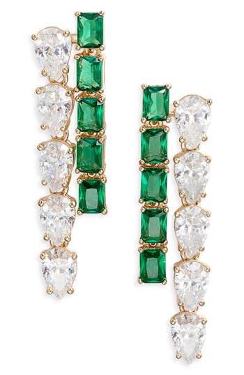 NADRI NADRI EMERALD ISLE CUBIC ZIRCONIA DOUBLE LINEAR DROP EARRINGS