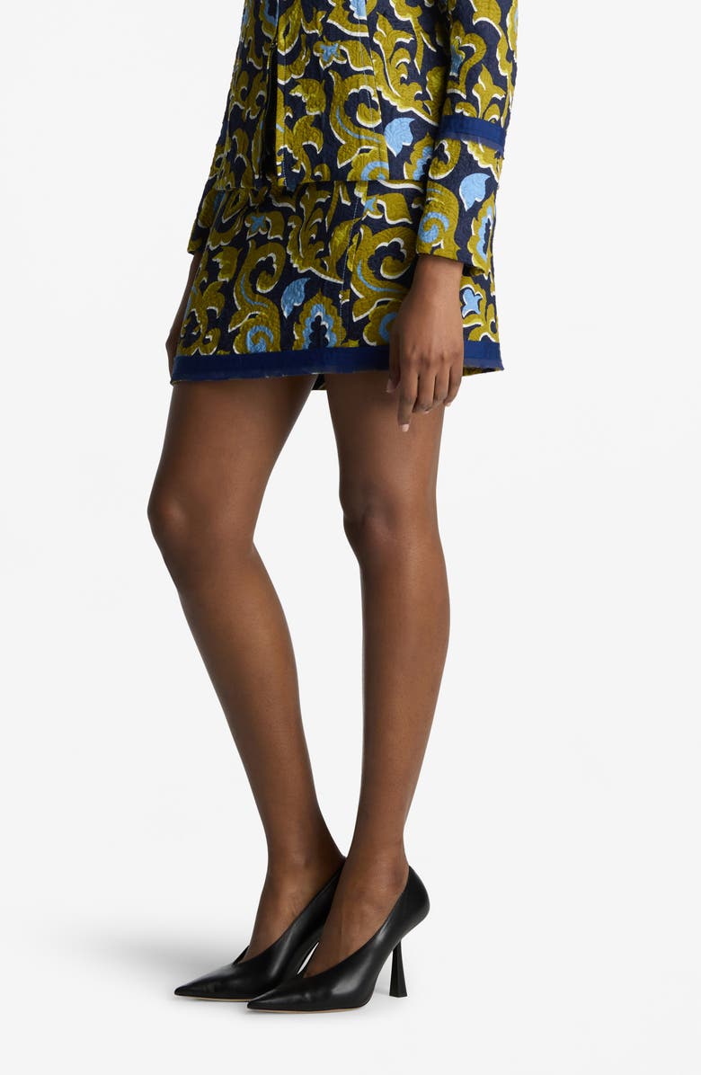ST. JOHN Western Paisley Print Cotton Blend Matelassé Miniskirt, Alternate, color, 
