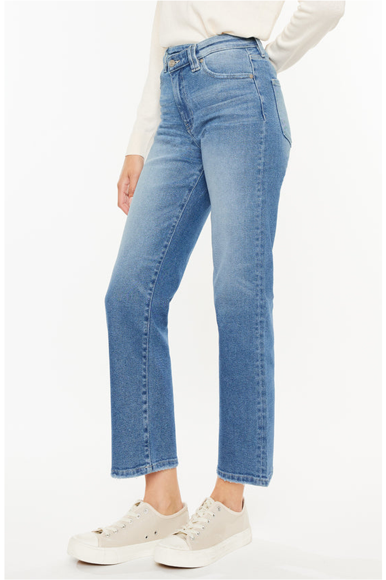 Bethany High Rise 90's Criss Cross Straight Leg Jeans, Alternate, color, Medium Wash