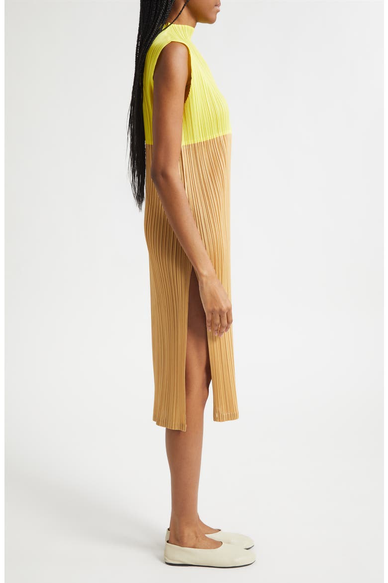 Swing Colorblock Pleated Convertible Midi Dress, Alternate, color, YELLOW
