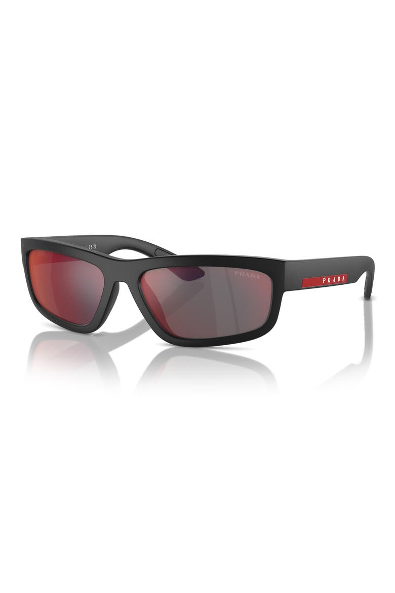 59mm Rectangular Sunglasses, Alternate, color, BLACK RUBBER