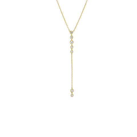 Multi Bezel Stone Drop Lariat Necklace