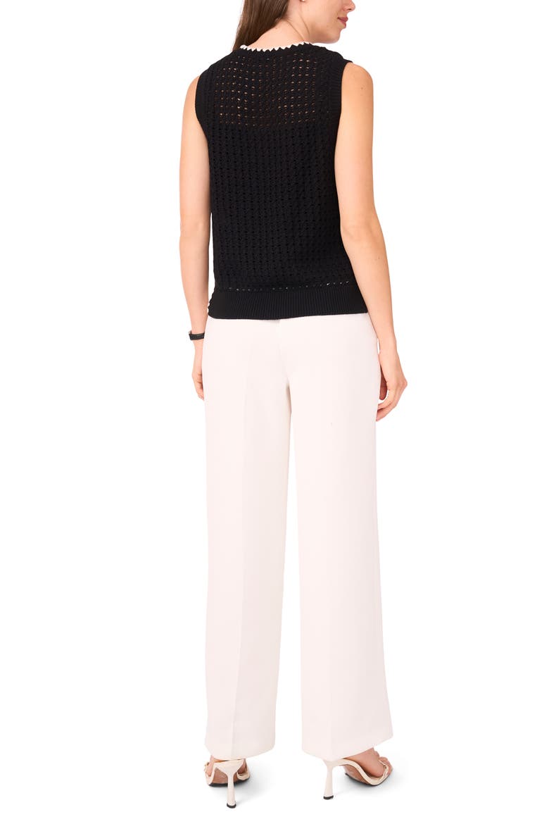 Pointelle Sleeveless Sweater, Alternate, color, RICH BLACK