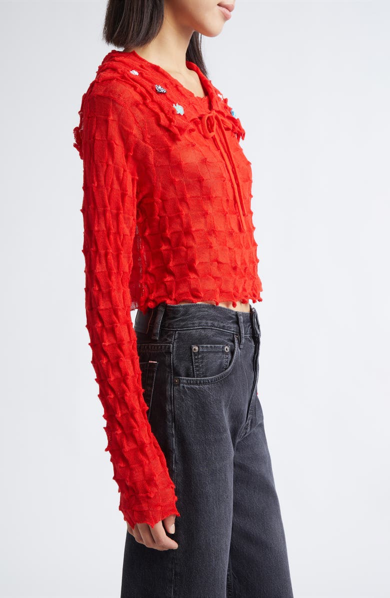 YanYan Borlor Wool Shrunken Sweater with Removable Collar, Alternate, color, Red