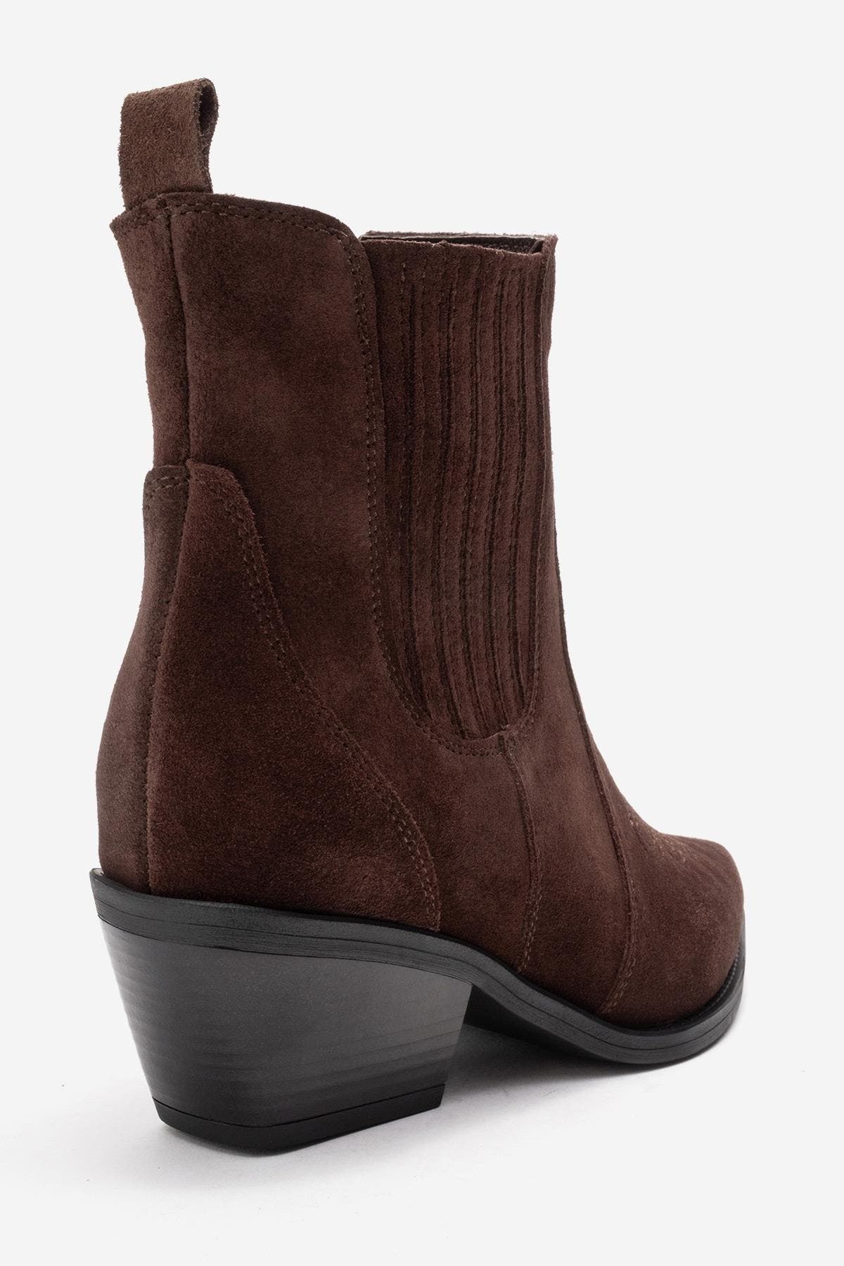 Julieta Leather Block Heel Western Boot, Alternate, color, Brown Suede