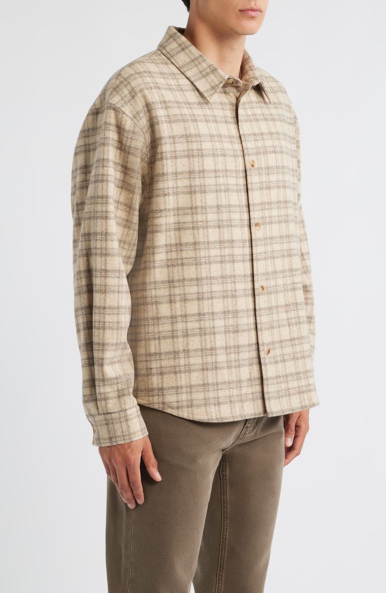 FRAME Plaid Wool Blend Overshirt, Alternate, color, Beige Multi