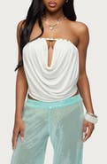 EDIKTED Giana Drape Strapless Crop Top