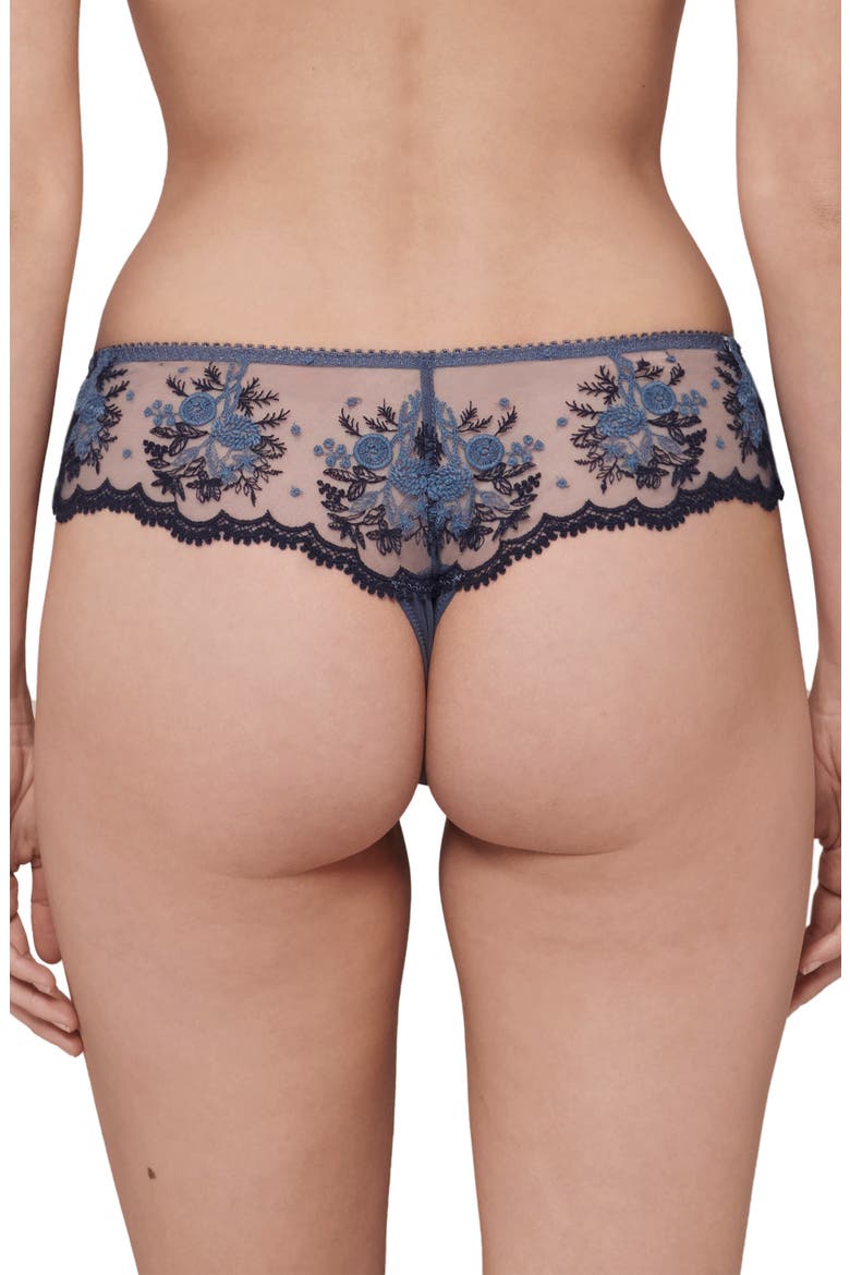 Intrigue Floral Embroidered Tanga, Alternate, color, CINDER BLUE