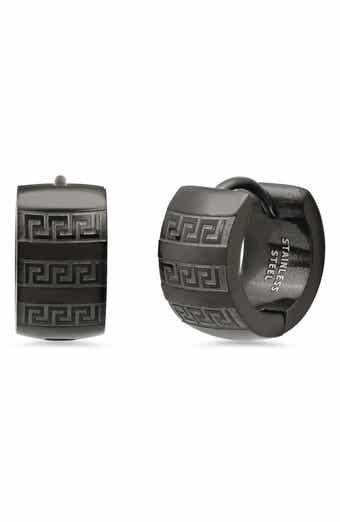 Black IP Stainless Steel Geometric Huggie Earrings