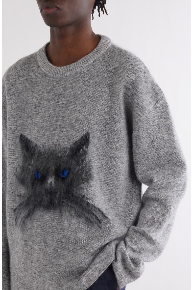 Cat Mohair Blend Crewneck Sweater, Alternate, color, GREY