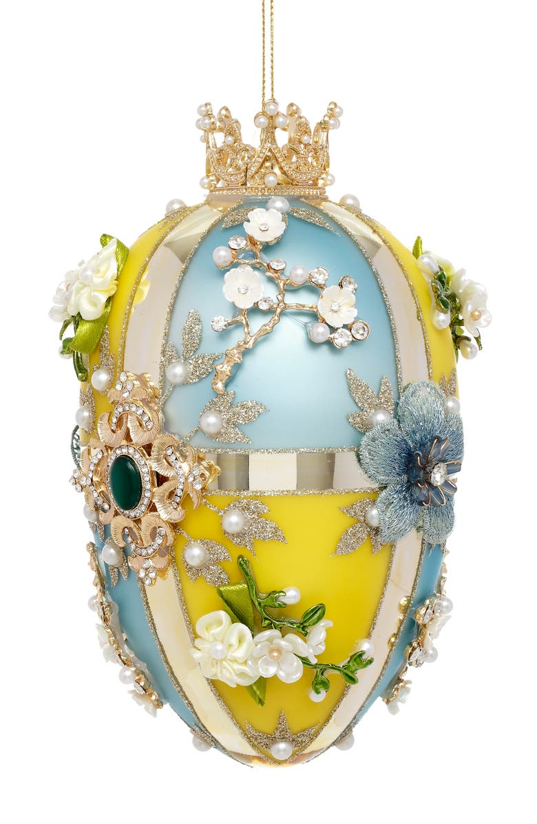 Mark Roberts Faberge Jewel Egg Ornament, Blue Yellow, Quatro, Main, color, Sky Blue