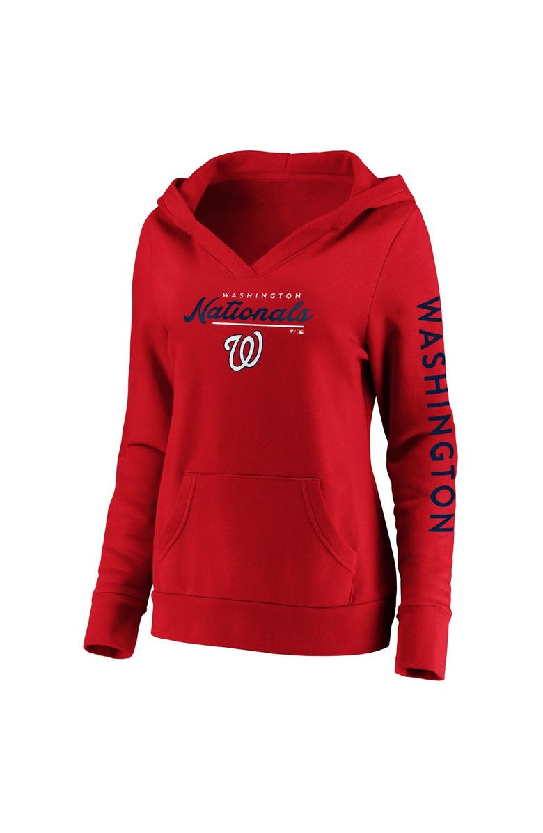 FANATICS Women's Fanatics Branded Red Washington Nationals Core High Class Crossover Pullover Hoodie, Alternate, color, Red