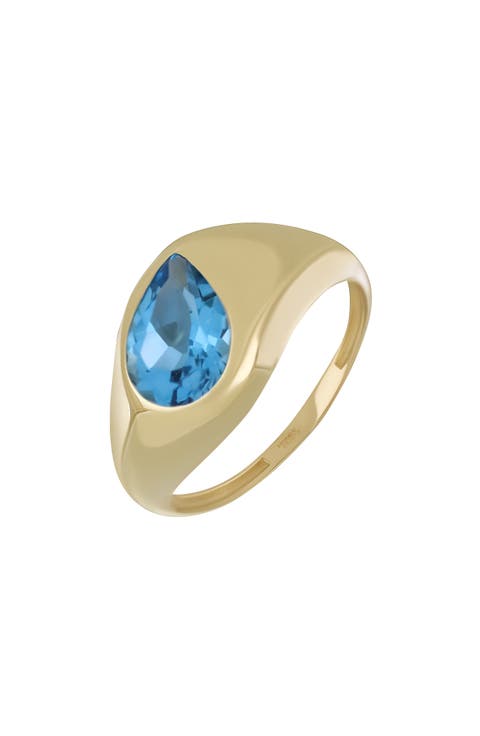14K Gold Chunky Topaz Ring